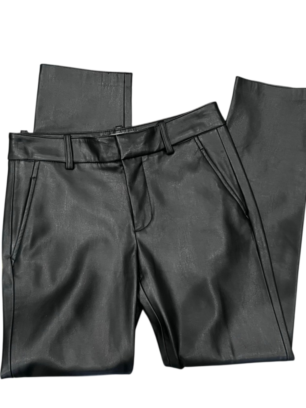 Zara black faux leather pants mid-rise Size 2